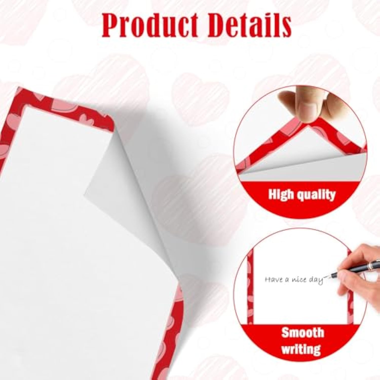 Valentine Red Classic Heart Themed Letterhead Decorative Paper, Valentine'S Day Stationery Paper, 8.5X11In, 60 Sheets