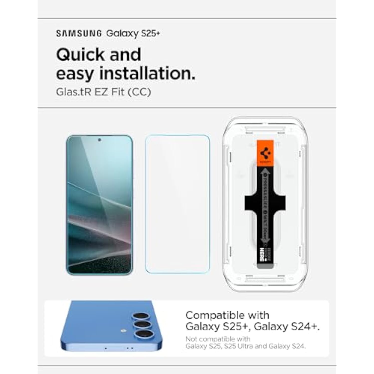 Spigen Tempered Glass Screen Protector [GlasTR EZ Fit] designed for Galaxy S25 Plus/Galaxy S24 Plus [Case Friendly] - 2 Pack