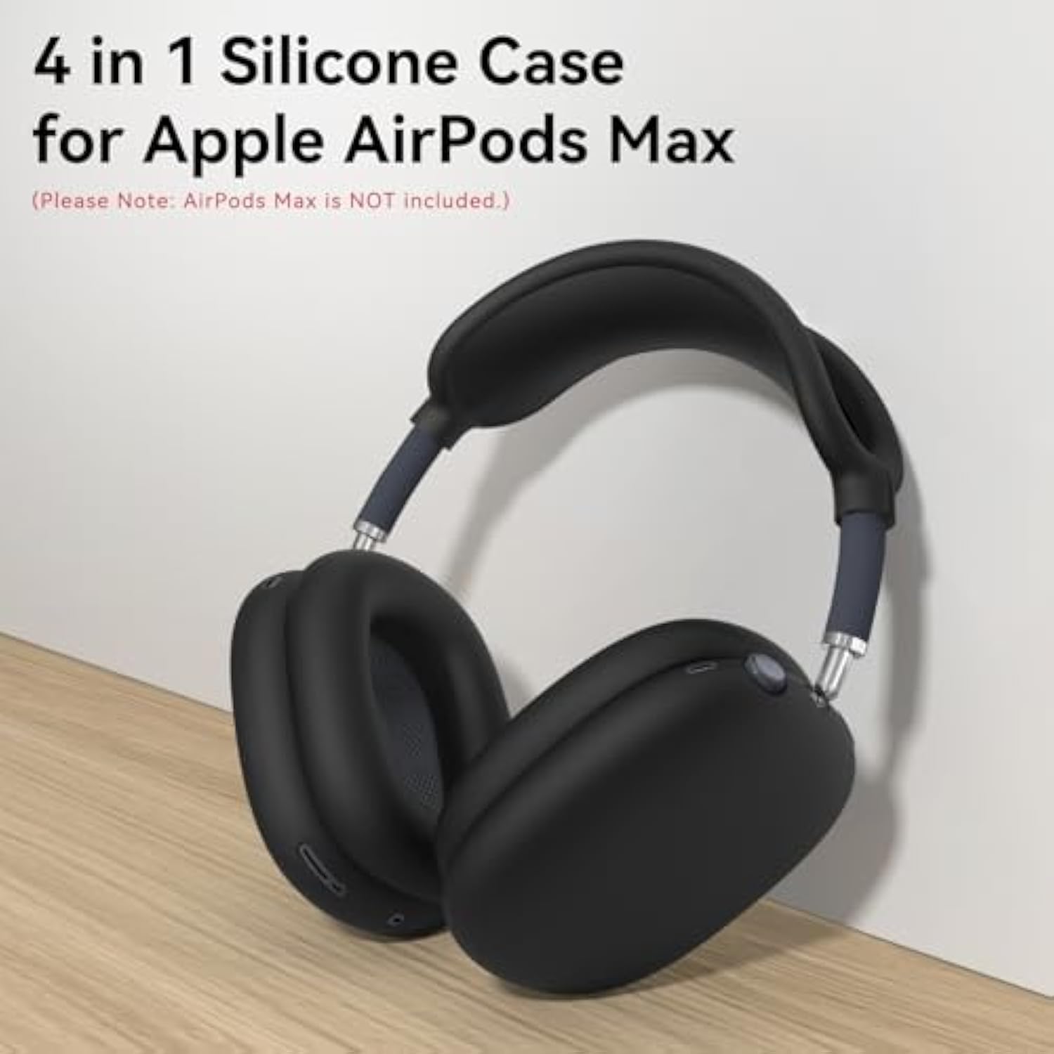 Silicone Case Cover For Airpods Max Headphones, Ear Pad Case Cover/Ear Cups Cover/Headband Cover For Airpod Max (Usb-C/Lightning)(2024/2020),Accessories Silicone Protector For Apple Airpods Max, Black