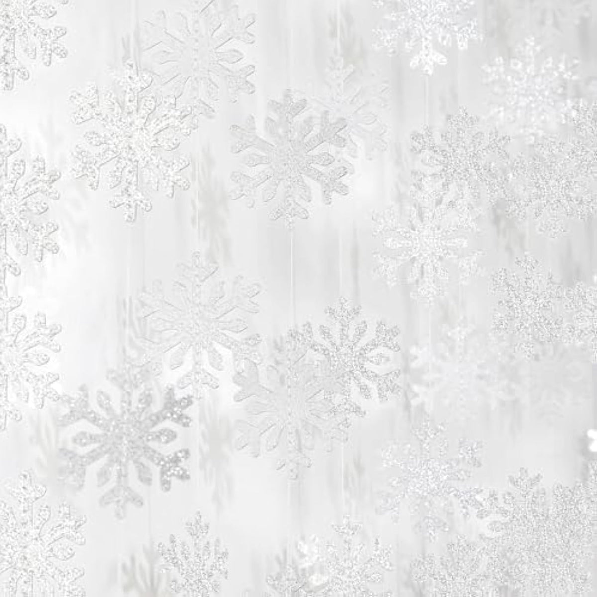 Snowflake-Snow Silver Christmas Party-Decoration Garland - 52Ft Frozen Winter Wonderland Ornaments Hanging Paper Streamers,New Years Birthday Baby Shower Wedding Holiday Ceiling Decor