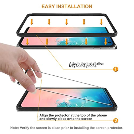 (2 Pack) Designed For Samsung Galaxy S10 Tempered Glass Screen Protector With (Easy Installation Tray), (Full Cover) (3D Curved Glass) Anti Scratch, Bubble Free (Black)