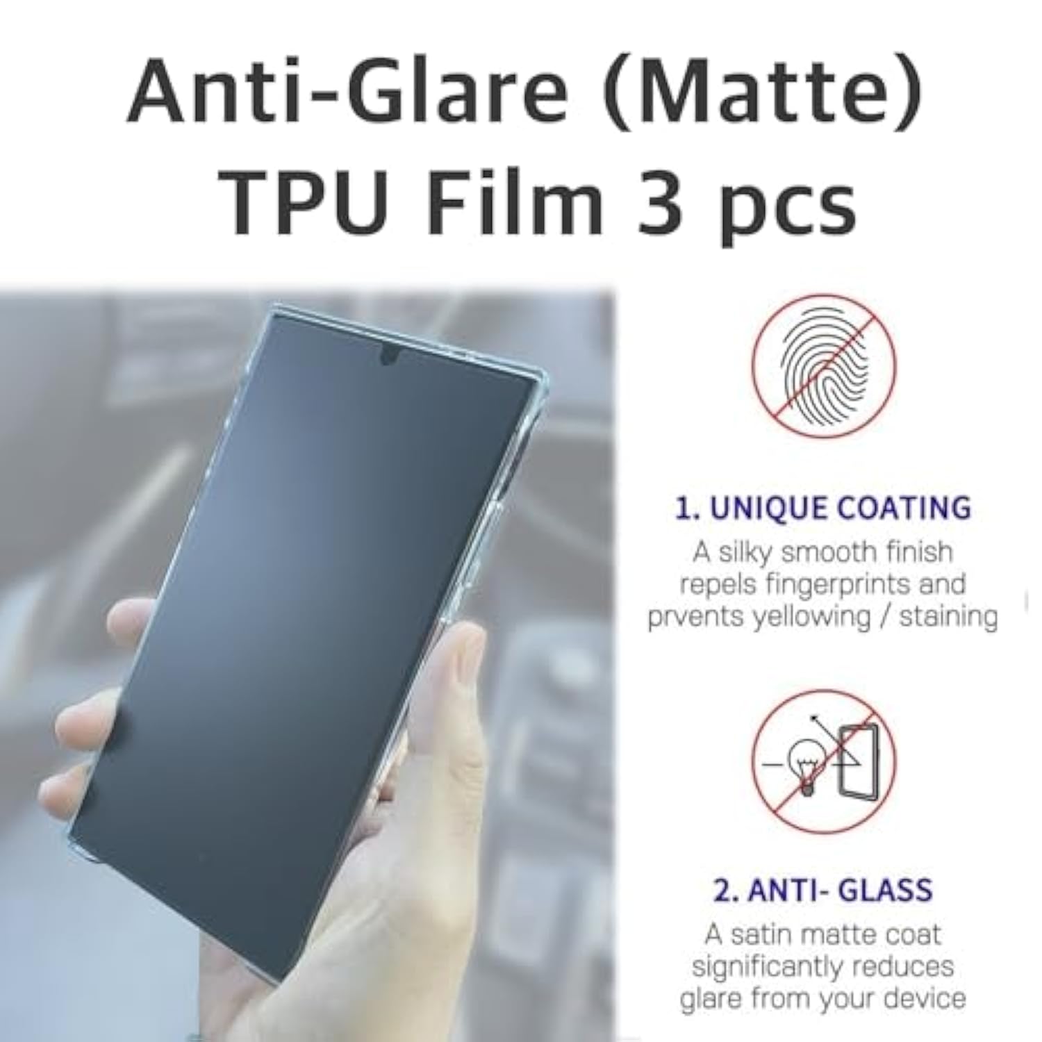 [3Set 8Pcs (3 Self Healing(Clear) Tpu Film + 3 Anti-Glare(Matte) Tpu Film Screen Protector + 2 Lens Protector) Compatible With Samsung Galaxy S25 Ultra 5G 2025 Easy To Install