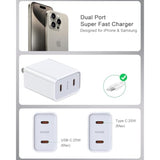 25W Iphone 16 Pro Charger Block Usb C Fast Charging Usbc Wall Charger Dual Type C Multi Ports Usb Plug Outlet For Apple Iphone Samsung Pixel 9 Pro Max Xl Box Power Cube Adapter Brick 2 Double Usbc