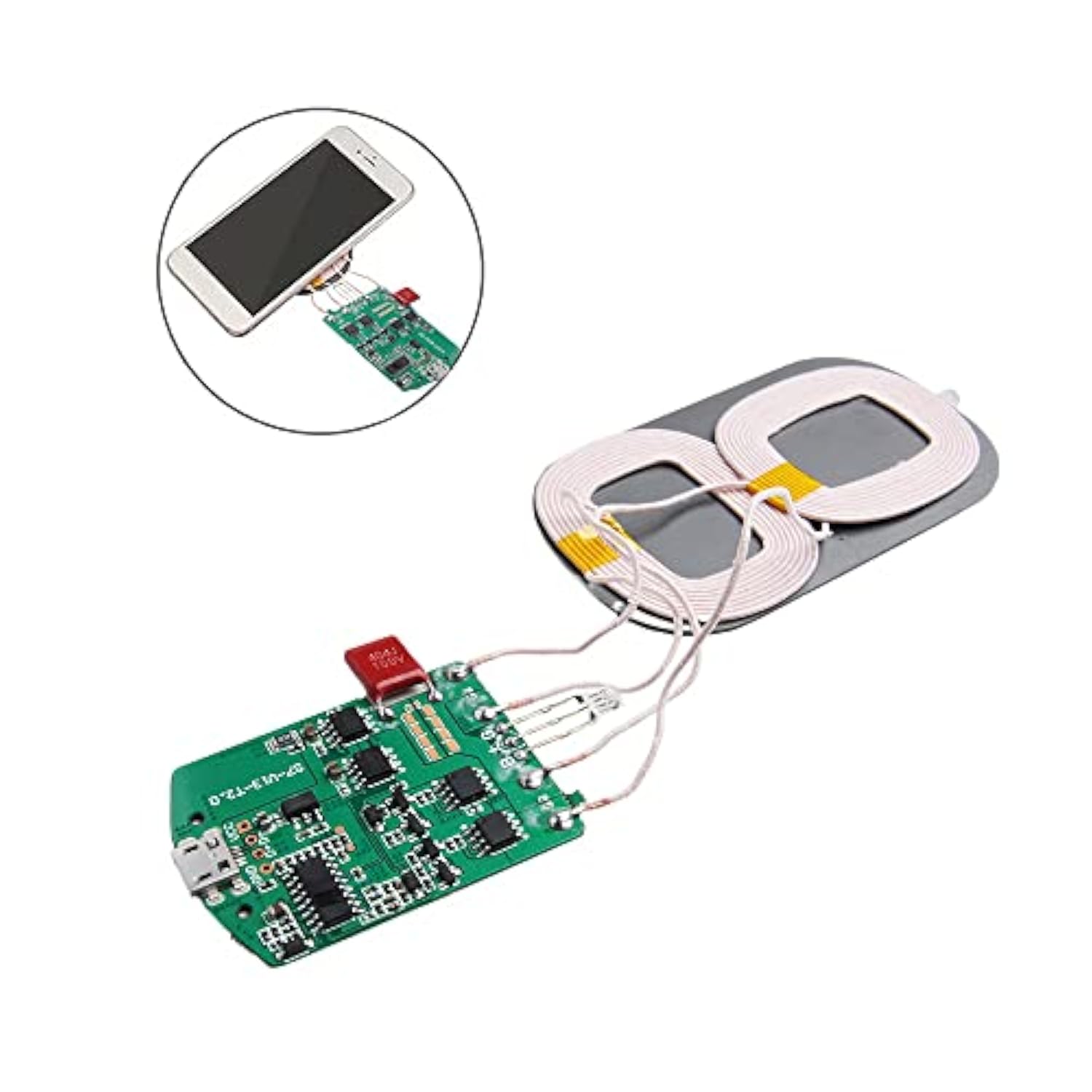 1 Pcs 10W Qi Fast Charging Wireless Charger Pcba Circuit With Board Coil