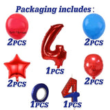 Spider Hero 4th Birthday Decor with 32" Number Balloon, Spider Balloons & Candle