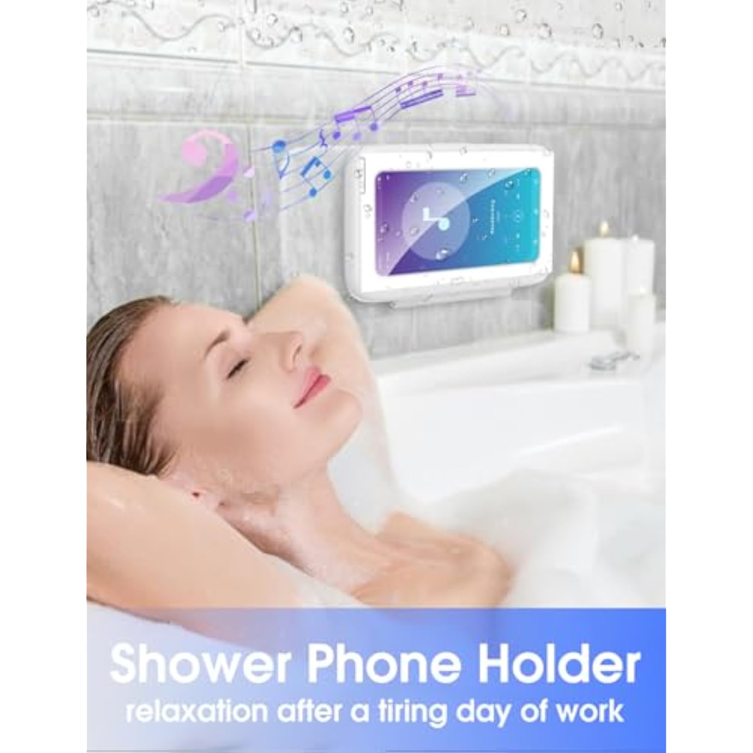Waterproof Shower Phone Holder, 480° Rotating Case for Wall, Fits Up to 6.8"