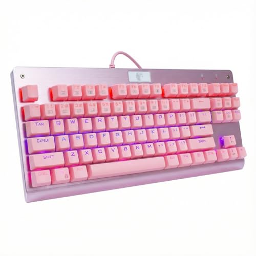 87-Key Pink Tkl Mechanical Keyboard With Tactile Brown Switches, Hot Swappable Led Backlit Keyboard For Gaming And Office