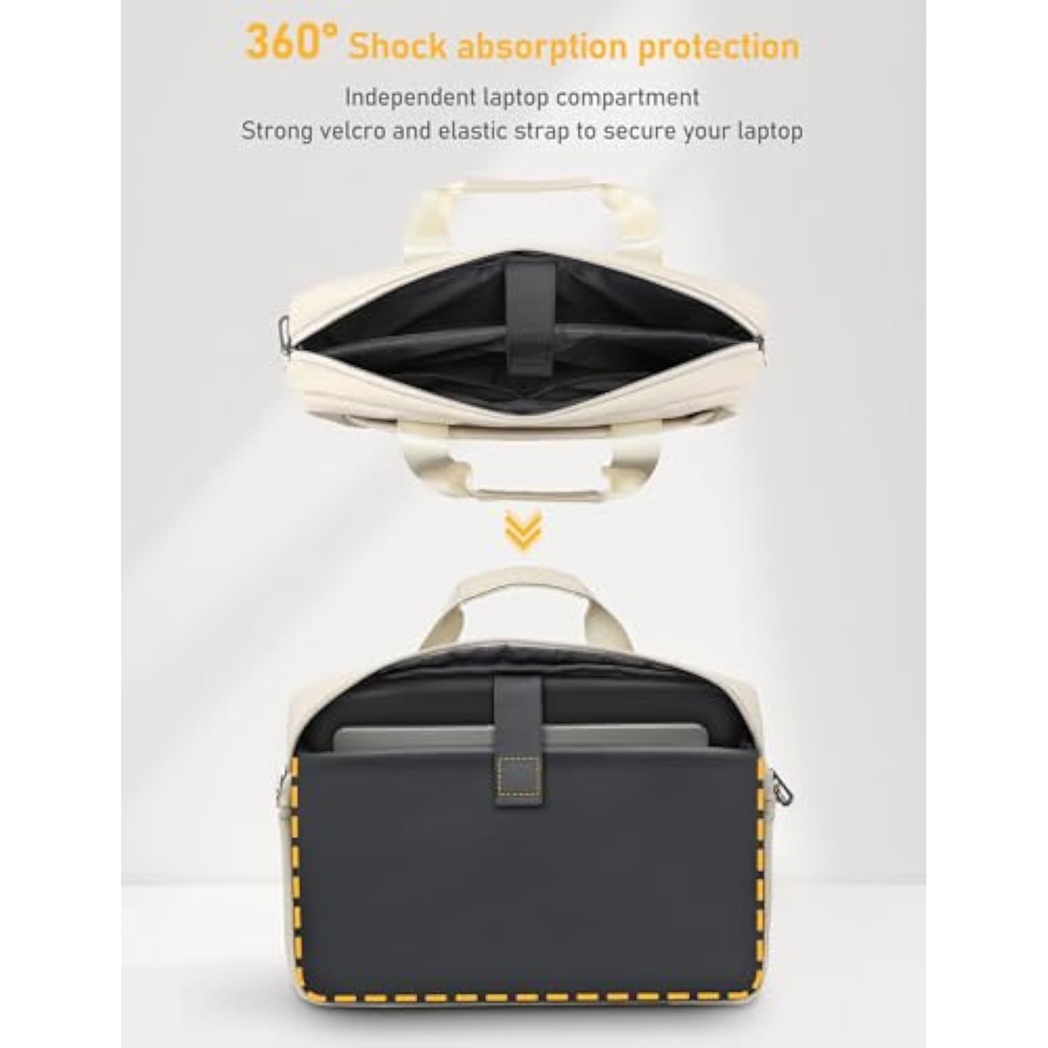 15-16 Inch Laptop Shoulder Bag Business Briefcase Water Resistant Computer Messenger Bags Compatible With Macbook Pro 16, Macbook Air 15 M4, Hp, Dell, Asus Notebook, Pearl White