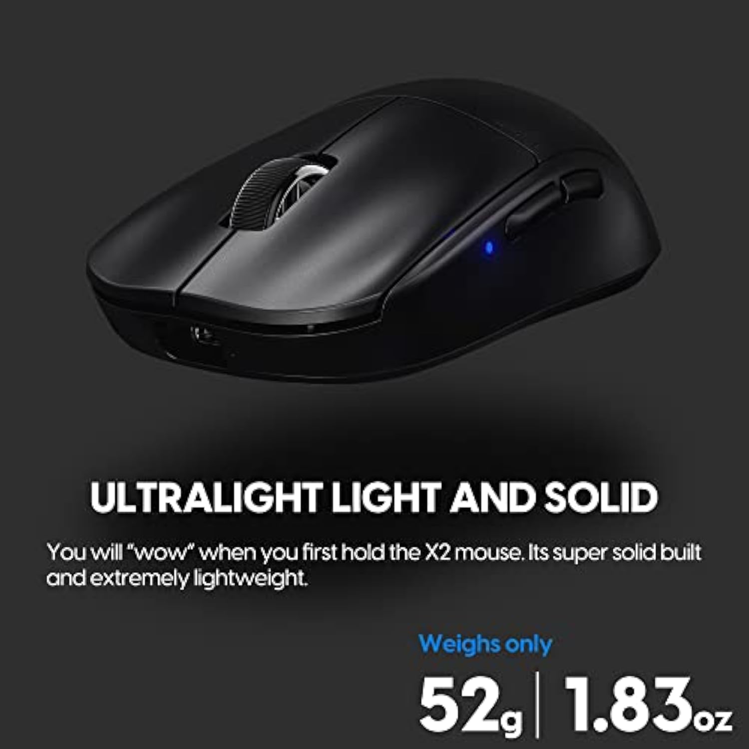 Pulsar Gaming Gears X2 Mini Wireless Gaming Mouse, Ultra Lightweight 1.83 Oz (52 G), Symmetrical, 2.4 Ghz 1 Ms, 26000 Dpi, Optical Sensor Paw3395, Ttc Gold Encoder (Mini, Wireless, Black) (Renewed)