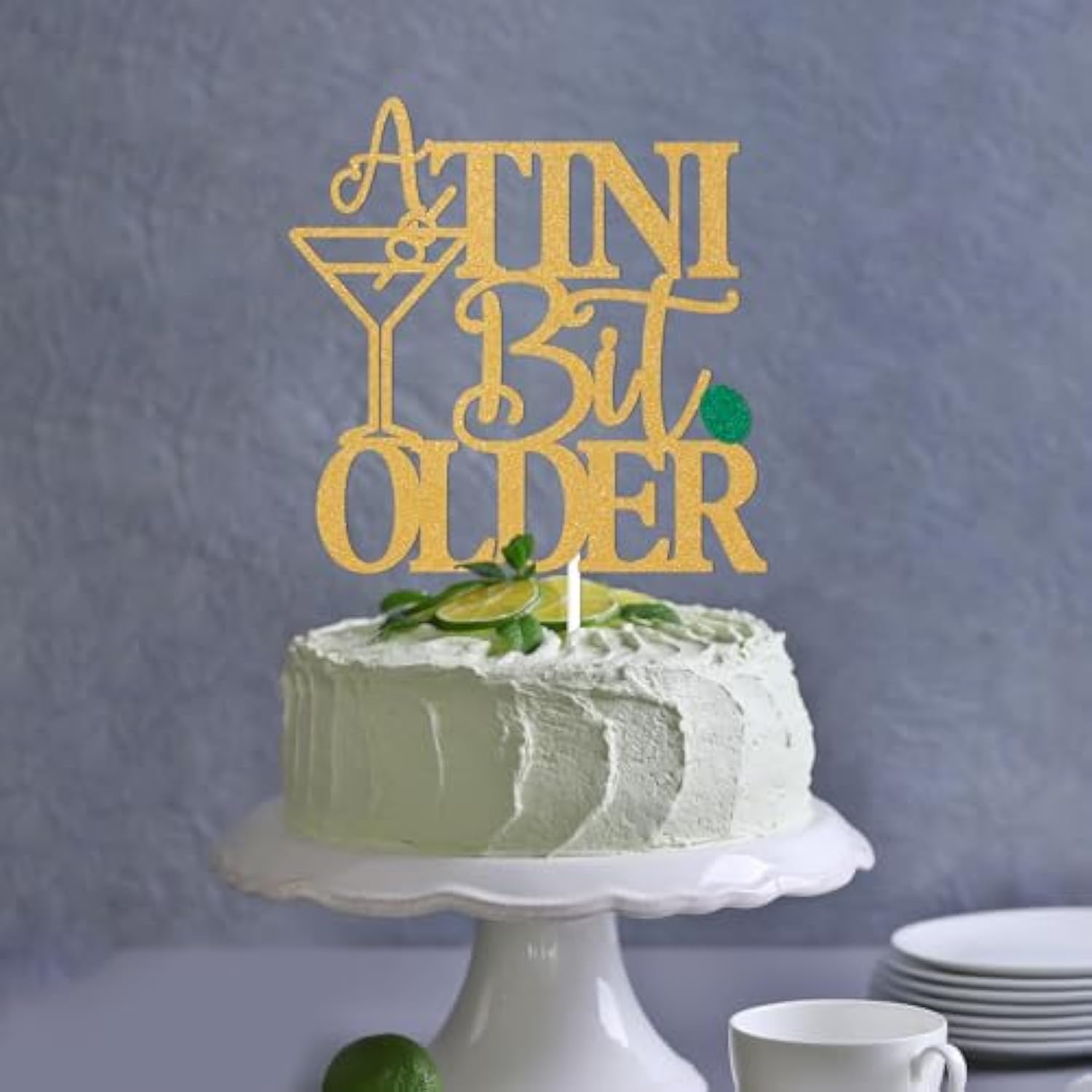 A Tini Bit Older Gold Glitter Happy Birthday Cake Topper Decoration