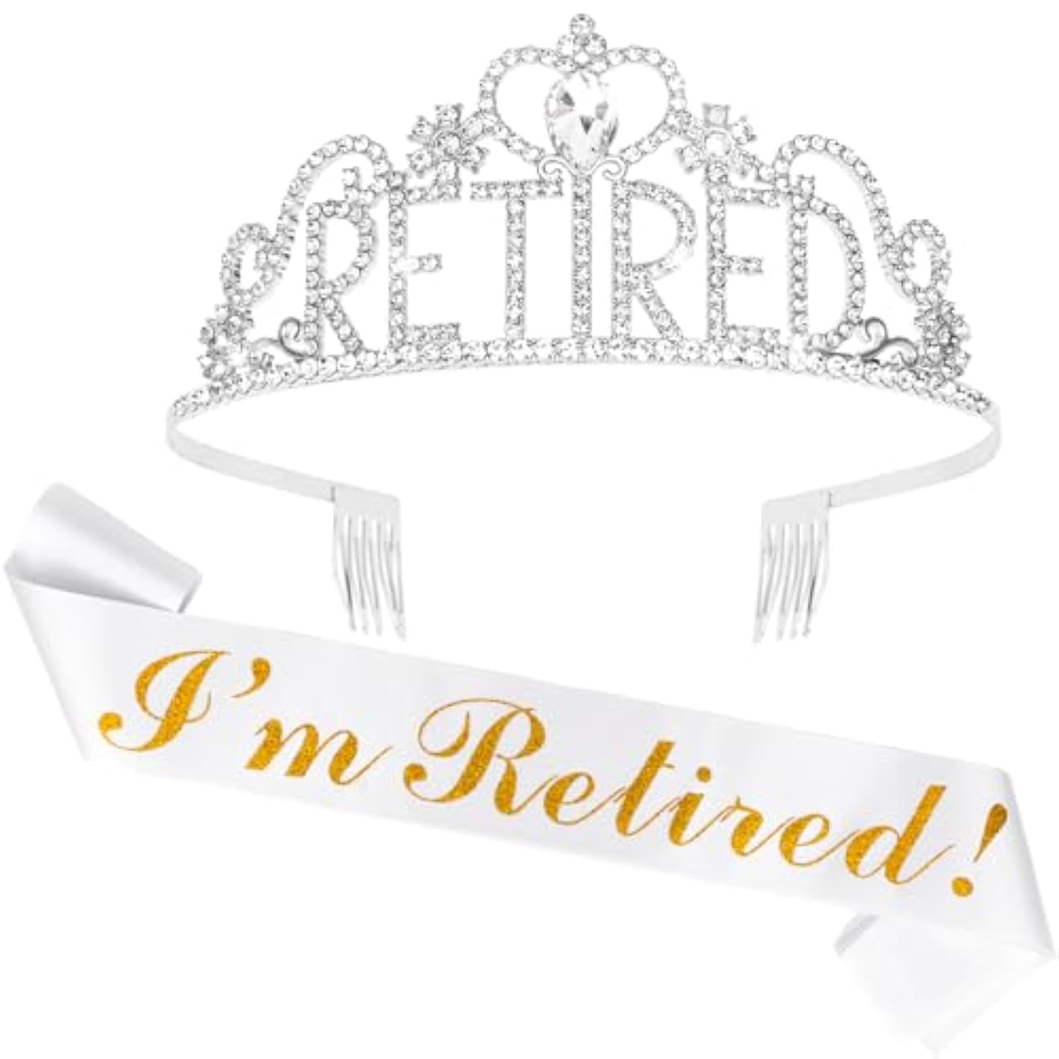 Retirement Tiara & Sash Set - Elegant Crown And Party Decorations For Celebrating A Woman'S New Chapter