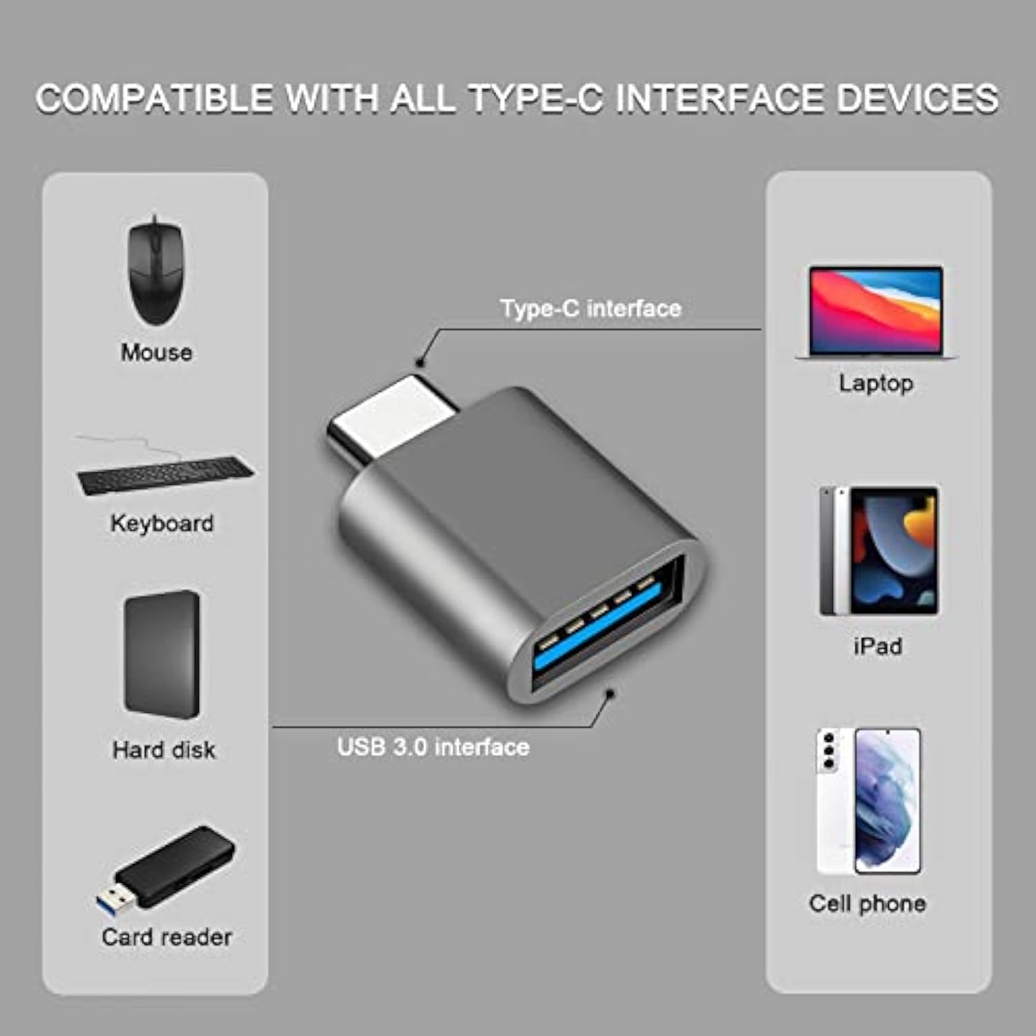 Usb C To Usb Adapter Usb C Male To Usb Female Adapter(Pack Of 3) Compatible Wi