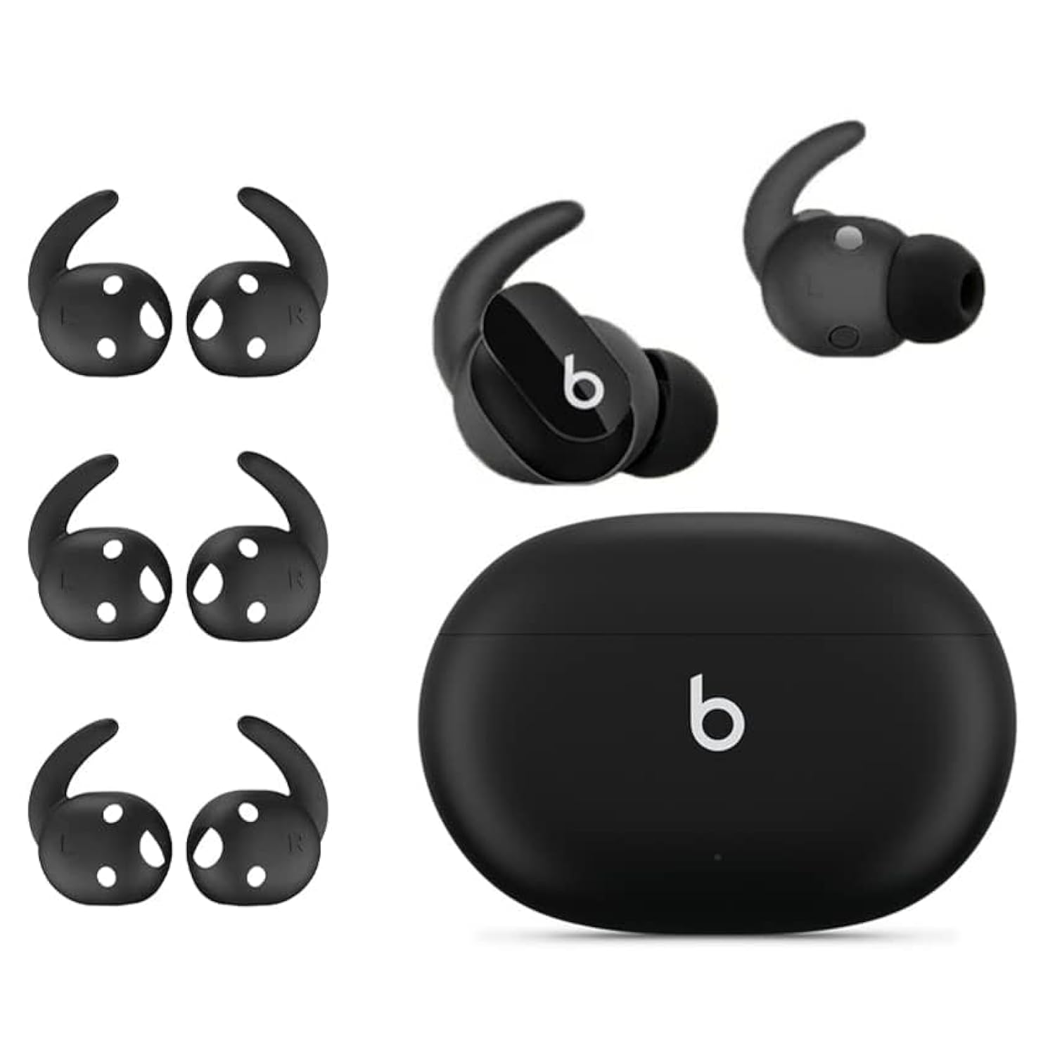 3 Pair Silicone Anti Slip Earhooks Eartips For Beats Studio Buds [Not Fit In Case] (Black)