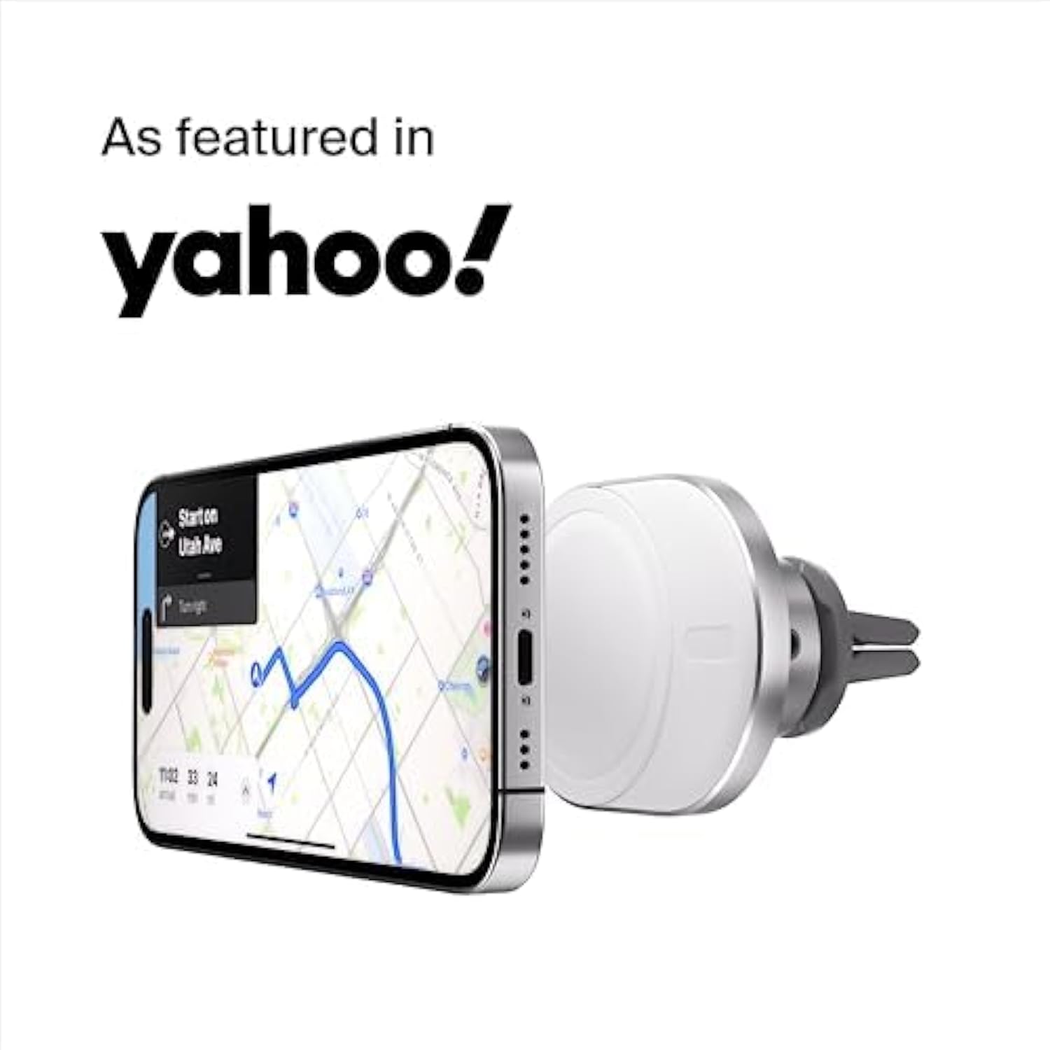 Belkin MagSafe-Compatible Wireless Car Charger with 15W Fast Charging, Powerful Magnetic Vent Holder for iPhone 16, 15, 14, 13, and 12 Series, Secure Car Phone Mount - White