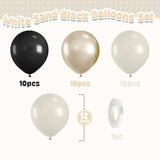 White Sand Black Balloons Set,12Inch Black Cream White And Bobo Balloons For Wedding Bridal Shower Bachelorette Anniversary Birthday Party Decorations