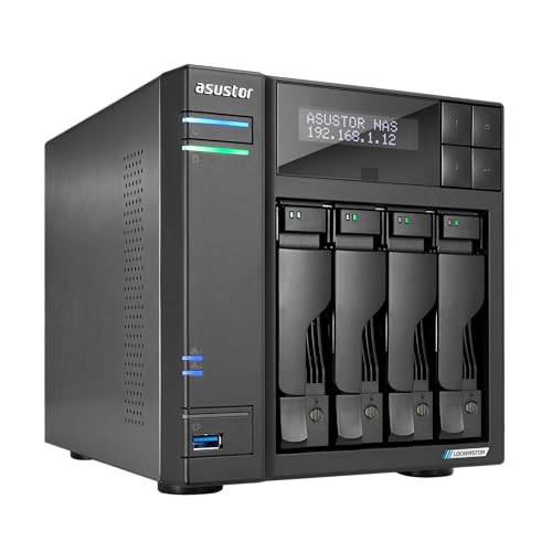 Lockerstor 4 Gen2+ As6704T V2 4 Bay Nas Storage, Intel Quad-Core 2.0Ghz Cpu, Dual 5Gbe Ports, 4Gb Ram Ddr4, 4 M.2 Ssd Slots, Hdmi, Network Attached Storage (Diskless)