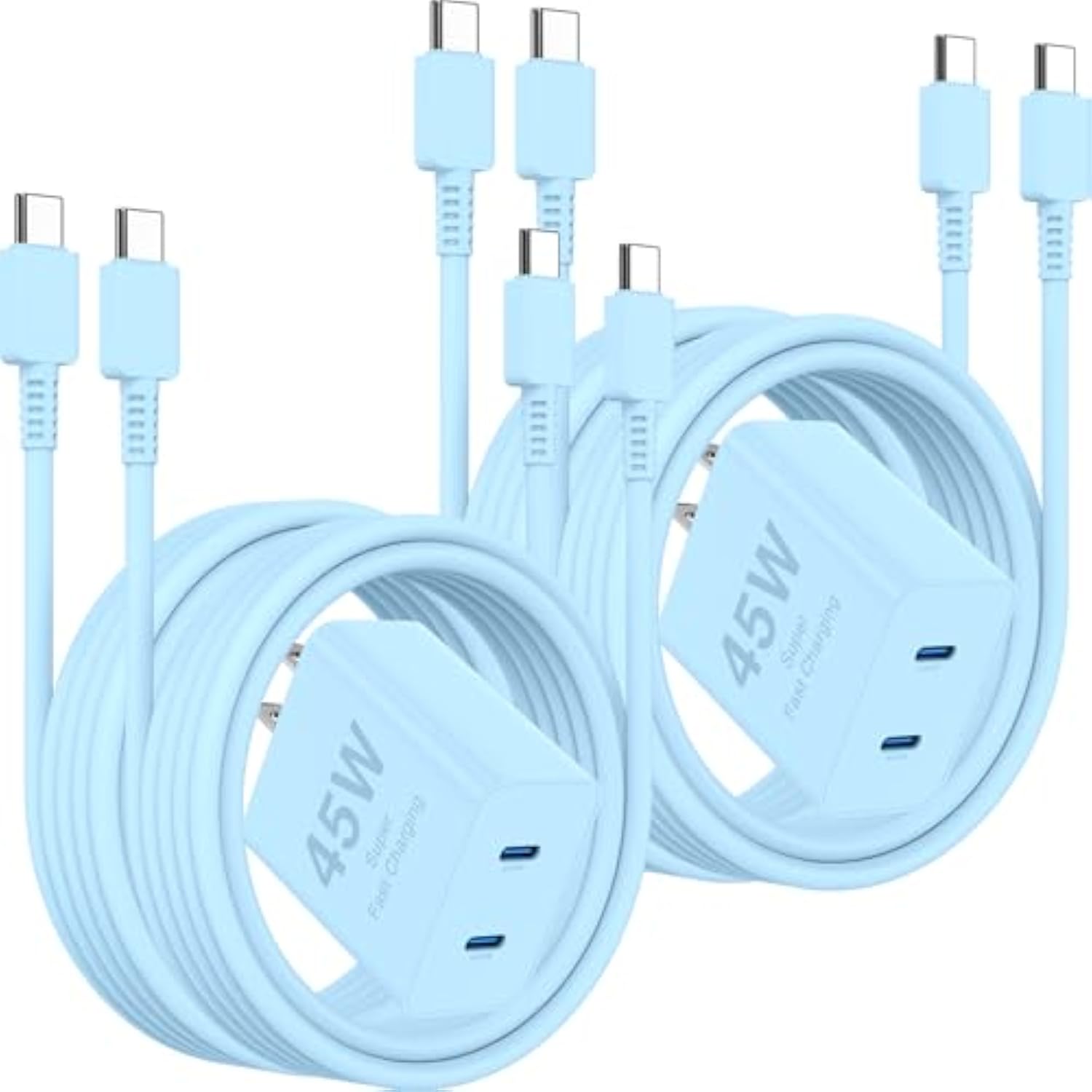 45W Dual Port Iphone 17 16 15 Charger Fast Charging Block And 6Ft/10Ft Usb C To Type C Charger Cable Cord Long For Apple Iphone 17 Pro Max/17 Pro/17 Air/16 Pro Max/16/15 Pro Max/15/15 Plus/Mini/Ipad
