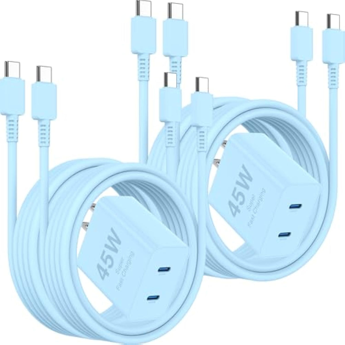 45W Dual Port Iphone 17 16 15 Charger Fast Charging Block And 6Ft/10Ft Usb C To Type C Charger Cable Cord Long For Apple Iphone 17 Pro Max/17 Pro/17 Air/16 Pro Max/16/15 Pro Max/15/15 Plus/Mini/Ipad