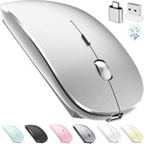 Bluetooth Wireless Mouse For Laptop Mac Macbook Macbook Air Macbook Pro Pc Desktop Computer Windows Chromebook Notebook (Silver)