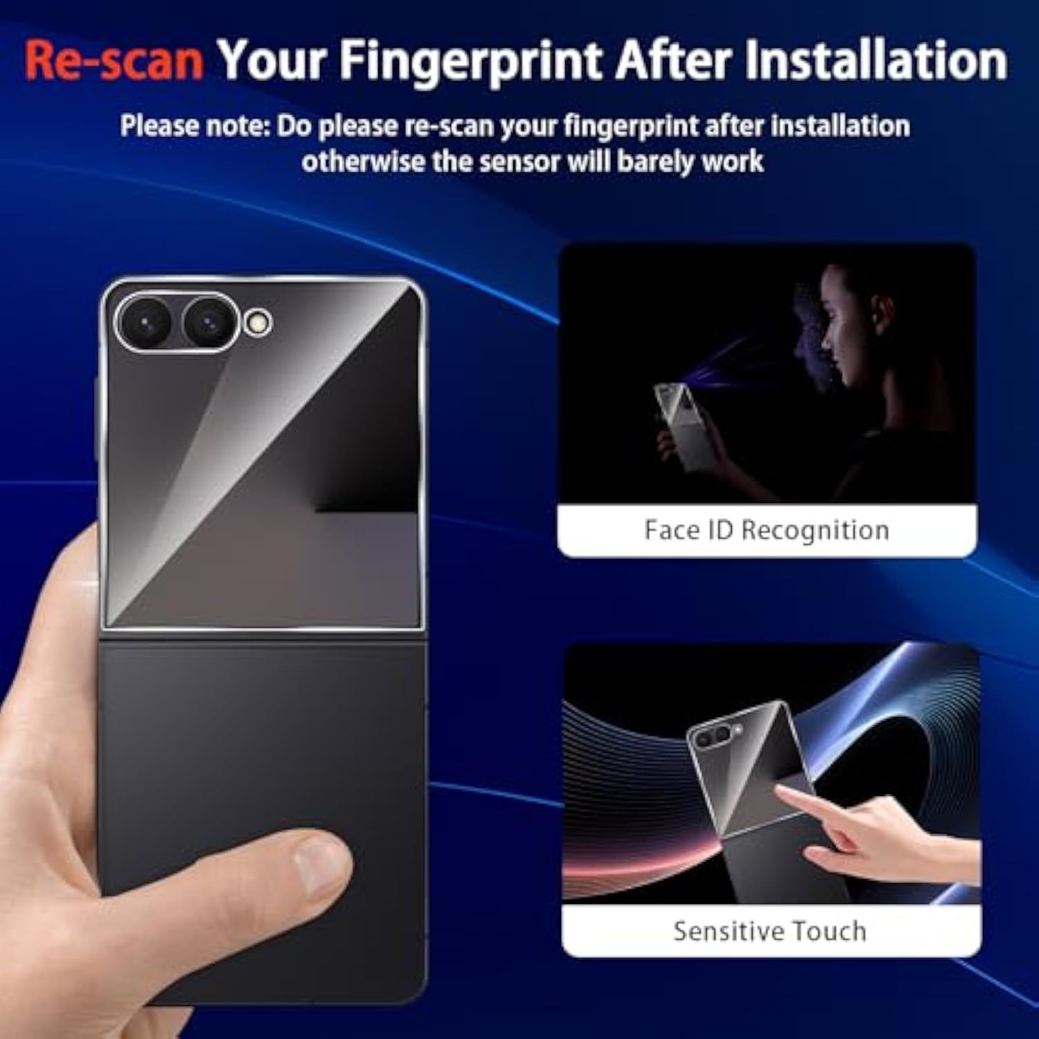 3 Pack Glass Front Screen Protector For Samsung Galaxy Z Flip 7,9H Tempered Glass,Fingerprint Unlock,Anti-Scratch,Bubble Free,Case Friendly