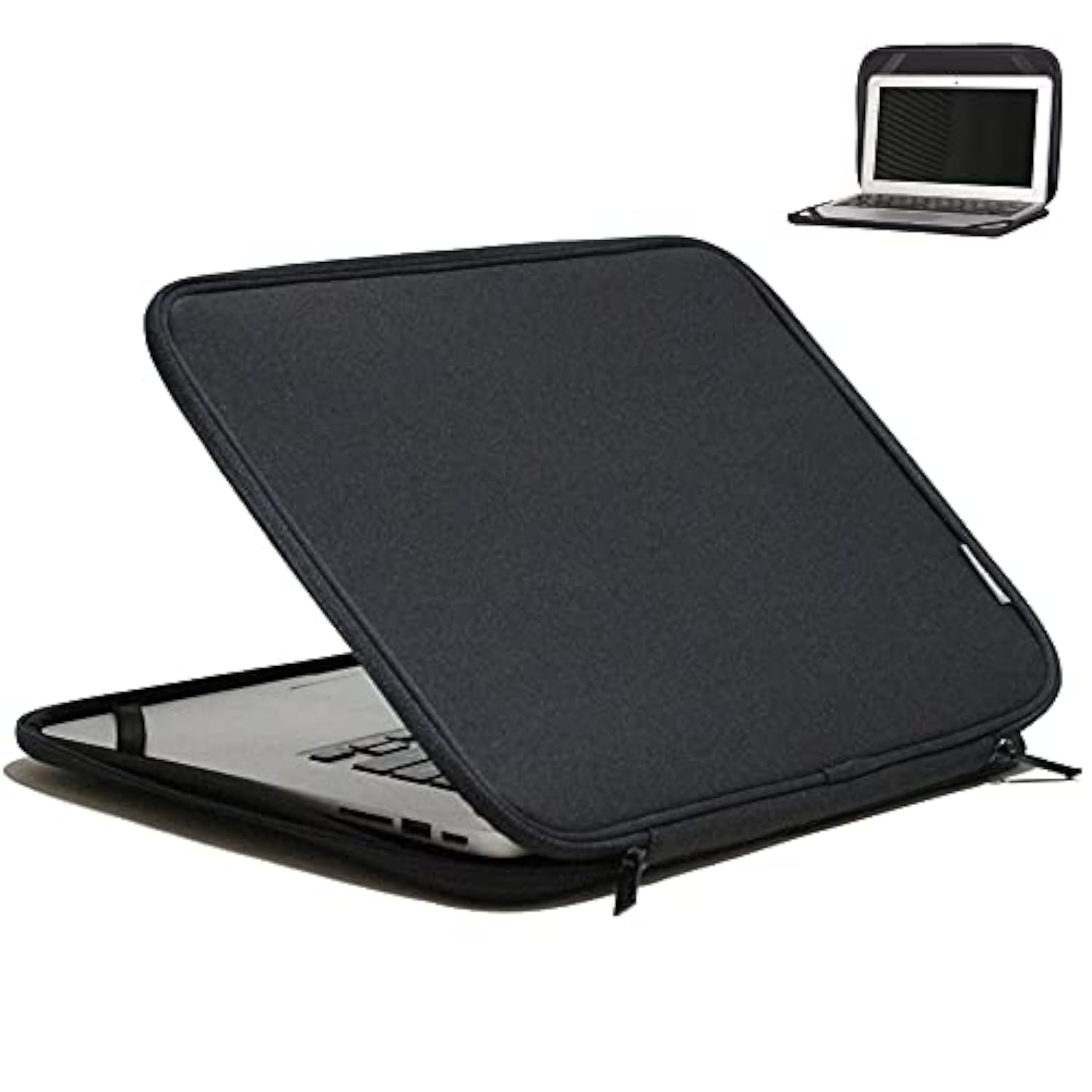 Laptop Sleeve 14 Inch Foldable Slim Case Lightweight Bag Notebook Computer Carrying Flip Cover (Black)