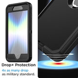 For Iphone Se Case 3Rd & 2Nd Generation, For Iphone Se 2022/2020 Built-In Screen Protector Heavy Duty Protective Shockproof 3-Layer Full Body Rugged Phone Cover, Black