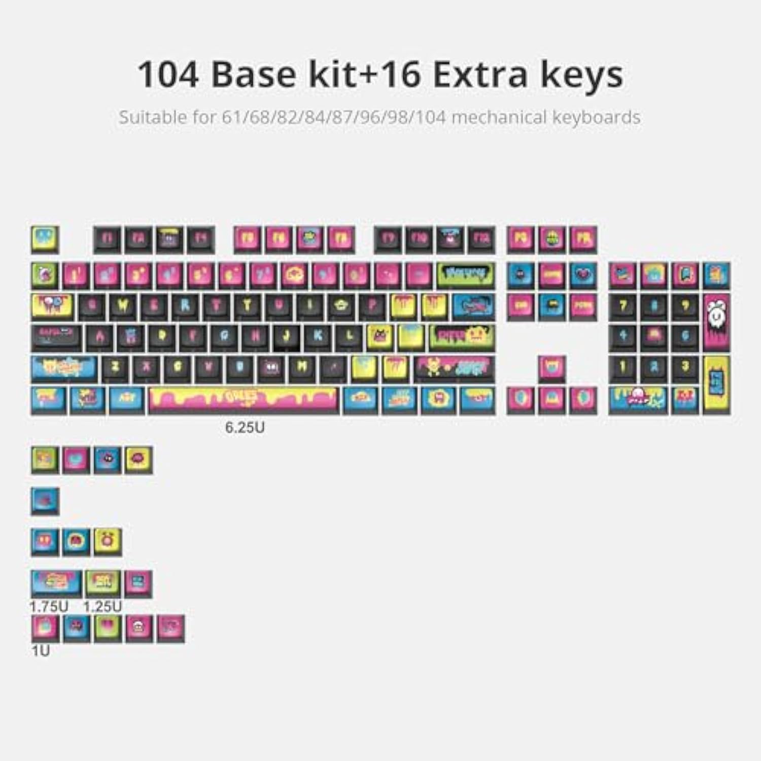 Pudding Keycaps 60 Percent, 120 Dye-Sublimation Keycaps Set, Asa Profile Custo