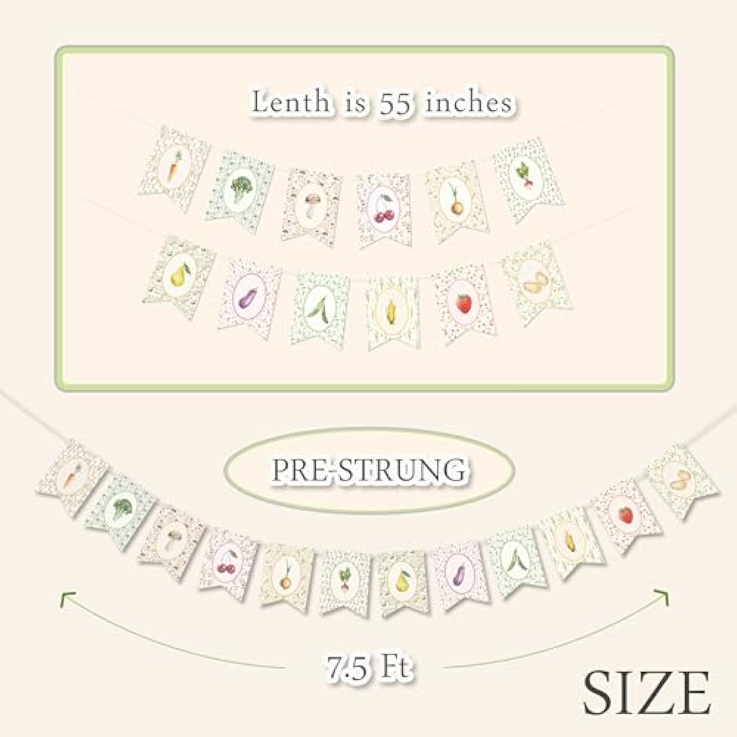 Locally Grown Baby Shower Bunting Banner, Vegetable Farmer'S Party Decorations For Kids Produce Stand Farmers Market Bridal Shower Party Bachelorette Garland Decorations.