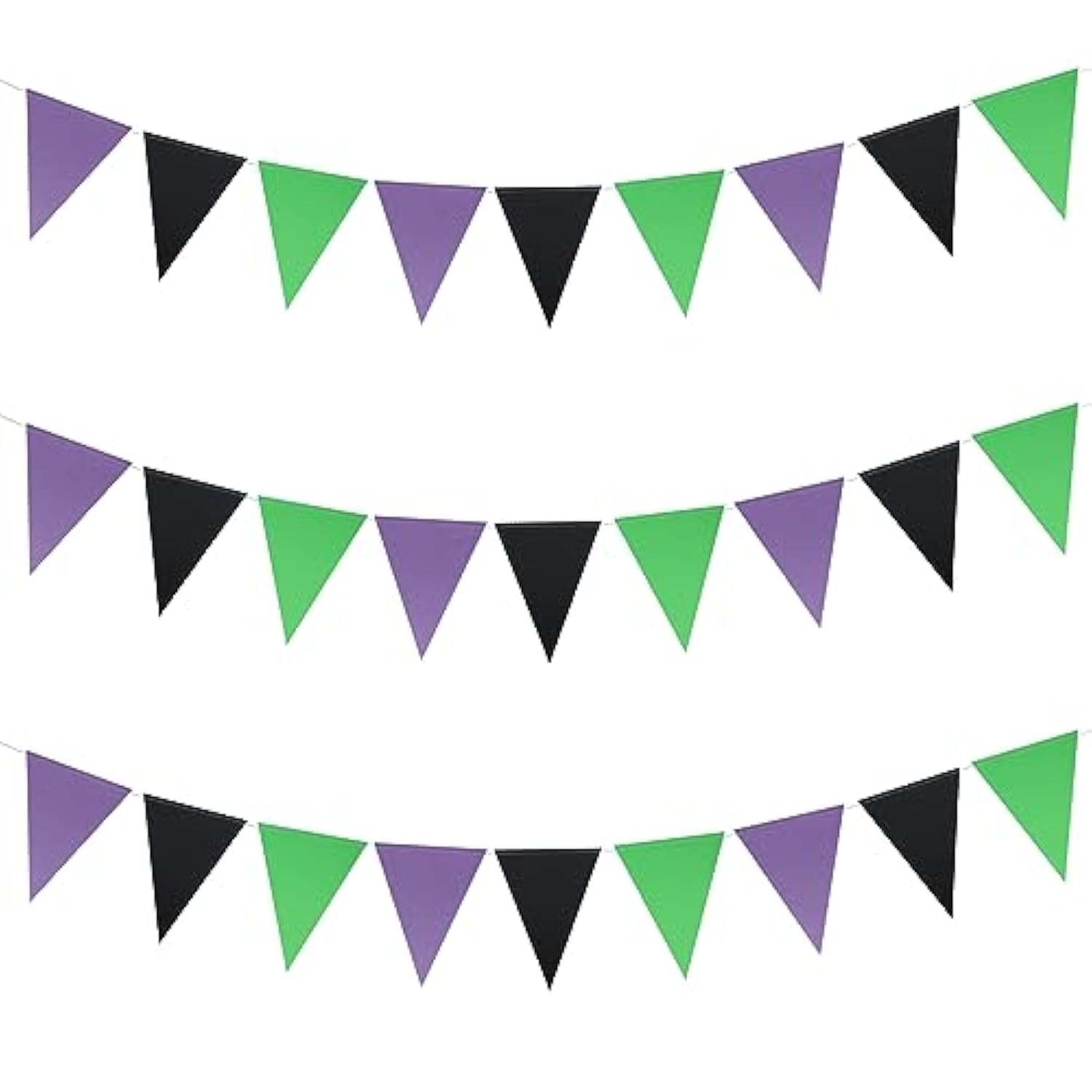 3 Pack Purple Black Green Glitter Halloween Pennant Banner Triangle Flag Party Decorations