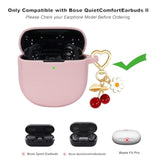 Protective Case For Bose Quietcomfort Earbuds Ii 2022/ Quietcomfort Ultra 2023 With Cute Cherry Charm Keychain,Soft Silicone Protective Case For Bose Qc Ii 2 Earbuds Charging Case Pink
