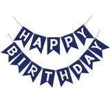 Navy Blue Happy Birthday Banner Signs Party Decorations For Women Men Girls Boys
