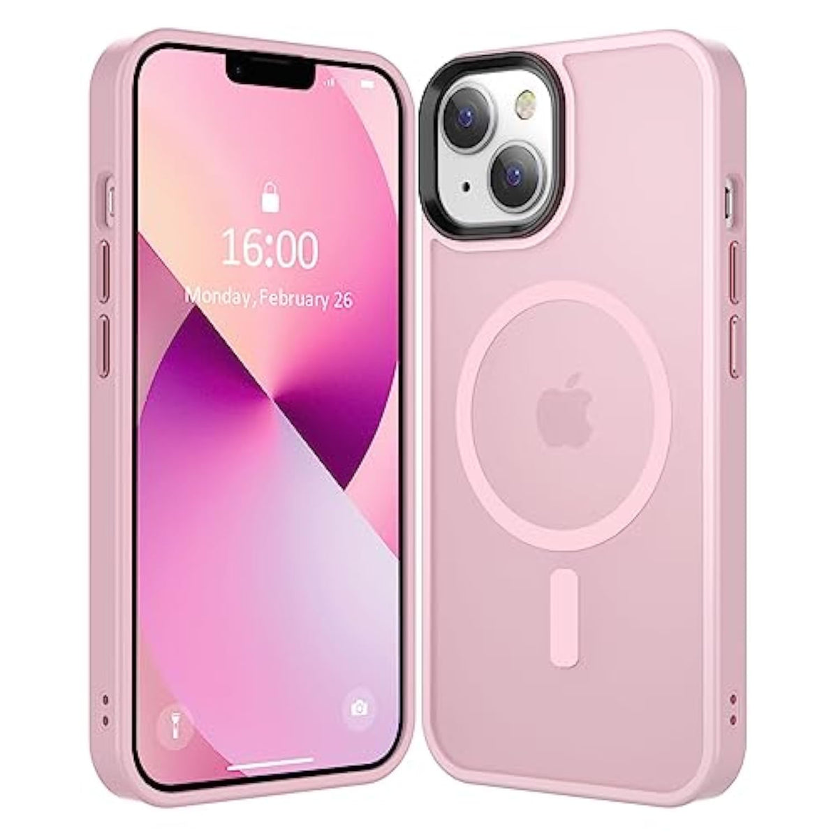 Compatible With Iphone 14/13 Case [Compatible With Magsafe & -Grade Protection] Slim Magnetic Translucent Matte Phone Case For Iphone 13/14 6.1'', Pink