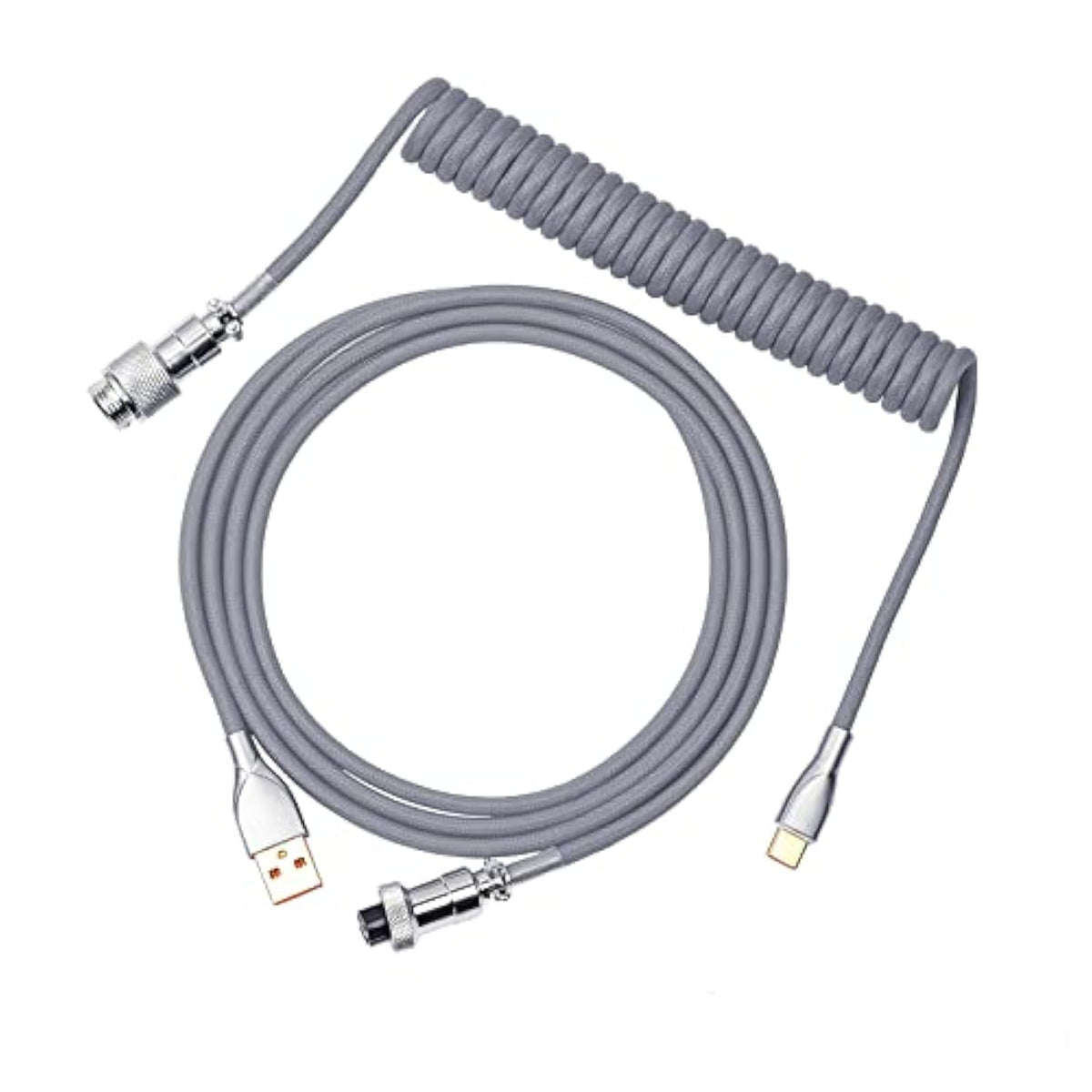 Mix 1.8M Coiled Type-C To Usb A Tpu Mechanical Keyboard Space Cable With Detac