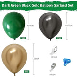 Balloon Garland Kit, Dark Green And Black Latex Party Balloon & Metall