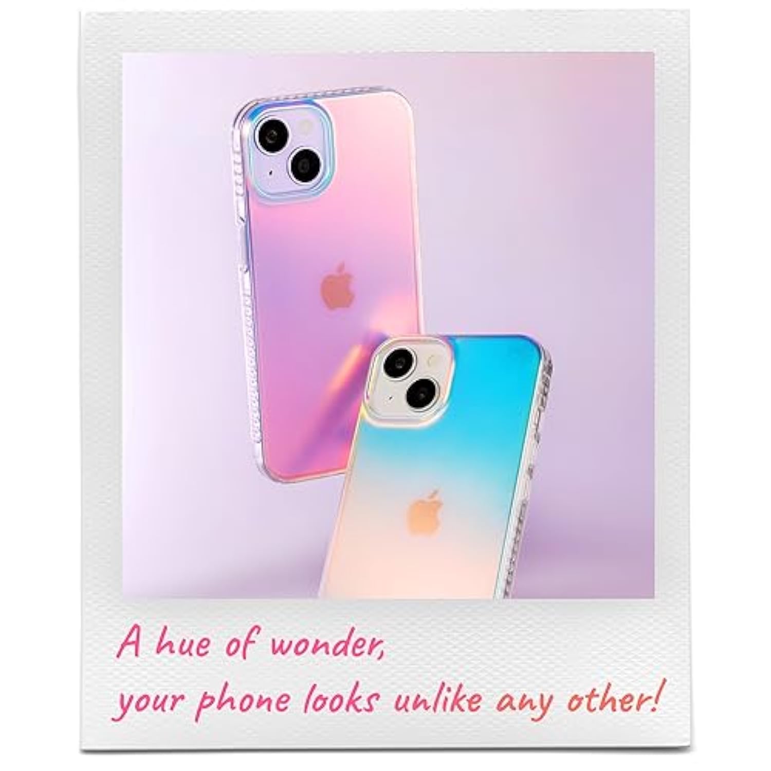 Hue Case For 15 - [360° Shock-Absorbent Bumper] - [Cute And Unique Phone Cover For Girls And Women] - Fluorescent Holographic Iridescent