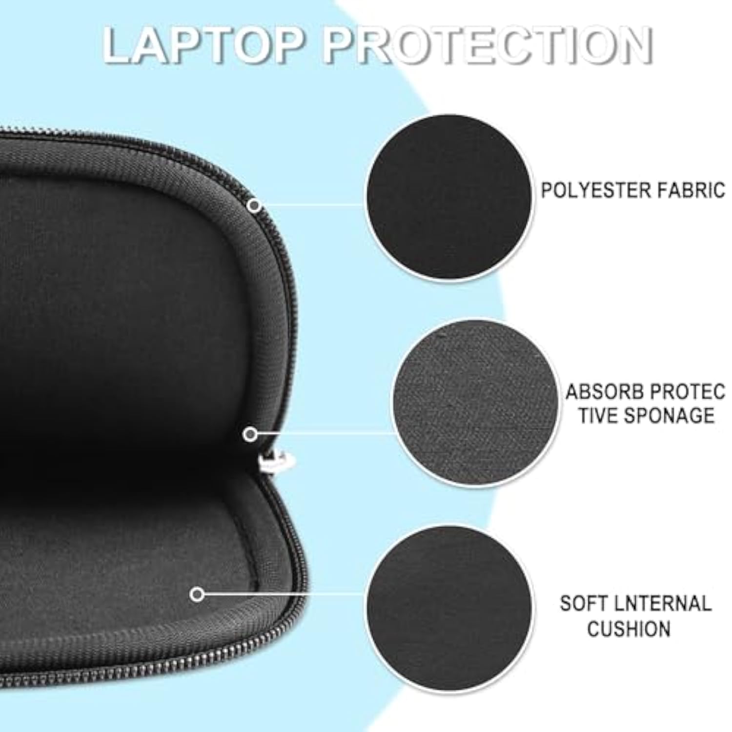 Laptop Sleeve Case 14 Inch, Shockproof Protective Laptop Cover Briefcase Carrying Computer Bag With Accessory Pocket Portable Computer Sleeve For 14" , Hp, Dell, Lenovo, Acer, Black