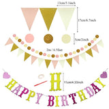 Pink Party Decorations - Happy Birthday Banner, Curtains, Paper Pompoms, Fans, Garland, Confetti Balloons