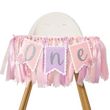 Pink Butterfly First Birthday Highchair Banner - 1St Birthday Decoration, Spring One Decor, Girls Highchair Banner, Photo Prop Cake Smash