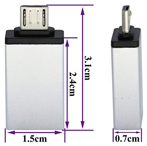 2-Pack OTG Micro to USB Adapter, Aluminum Alloy, Silver