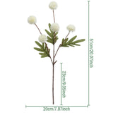 Pompon Mum Artificial Flower, 8 Pcs Faux Flowers Mini Ball Chrysanth With Stems Kiku Flower Home Decor, Fake Silk Flowers For Diy Bouquet Centerpieces Office Wedding Decoration (White)