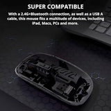 Transparent Wireless Bluetooth Mouse – Rechargeable, Slim 2.4Ghz & Bluetooth Dual Mode, 5 Buttons With Dpi Switch, Type-C Nano Usb Receiver For Laptop/Pc/Mac/Ipad/Computer (Ore Black)