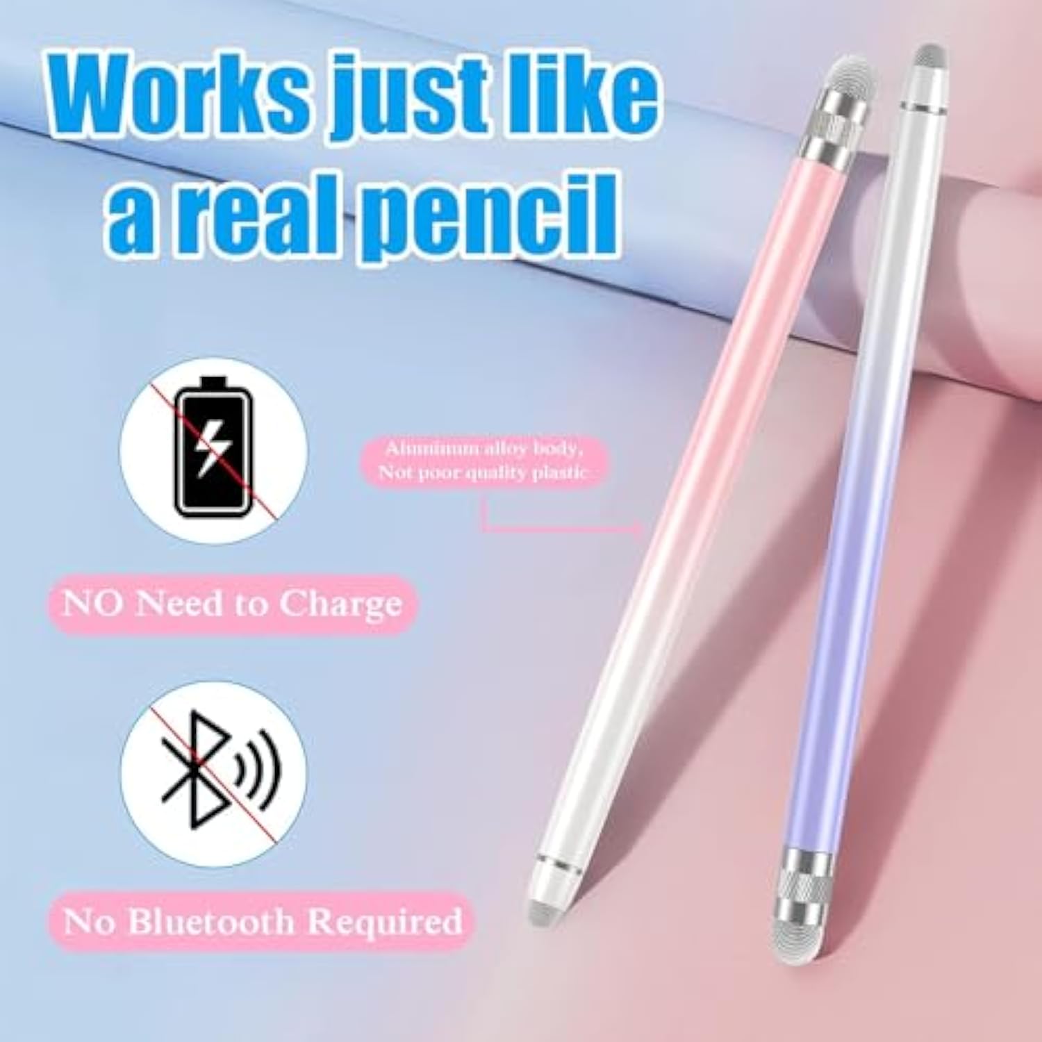 2-Pack Stylus Pens for All Touch Screens iPhone iPad Android Surface