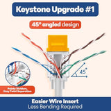 45° Angled Cat6 Keystone Jack In Yellow - Slim Profile Rj45 Ethernet Connector