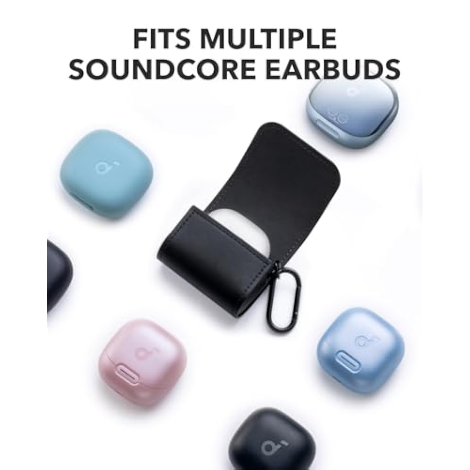 By Anker, Earbuds Travel Case, Fits Multiple Earbuds, Anti-Scratch, Portable, Magnetic Closure, Black