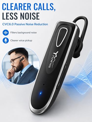 Bluetooth Earpiece for Cell Phone with Mic Wireless in Ear Earbud Headphones Car Headset with 50 Hours Noise Canceling Hands Free Calling Compatible
