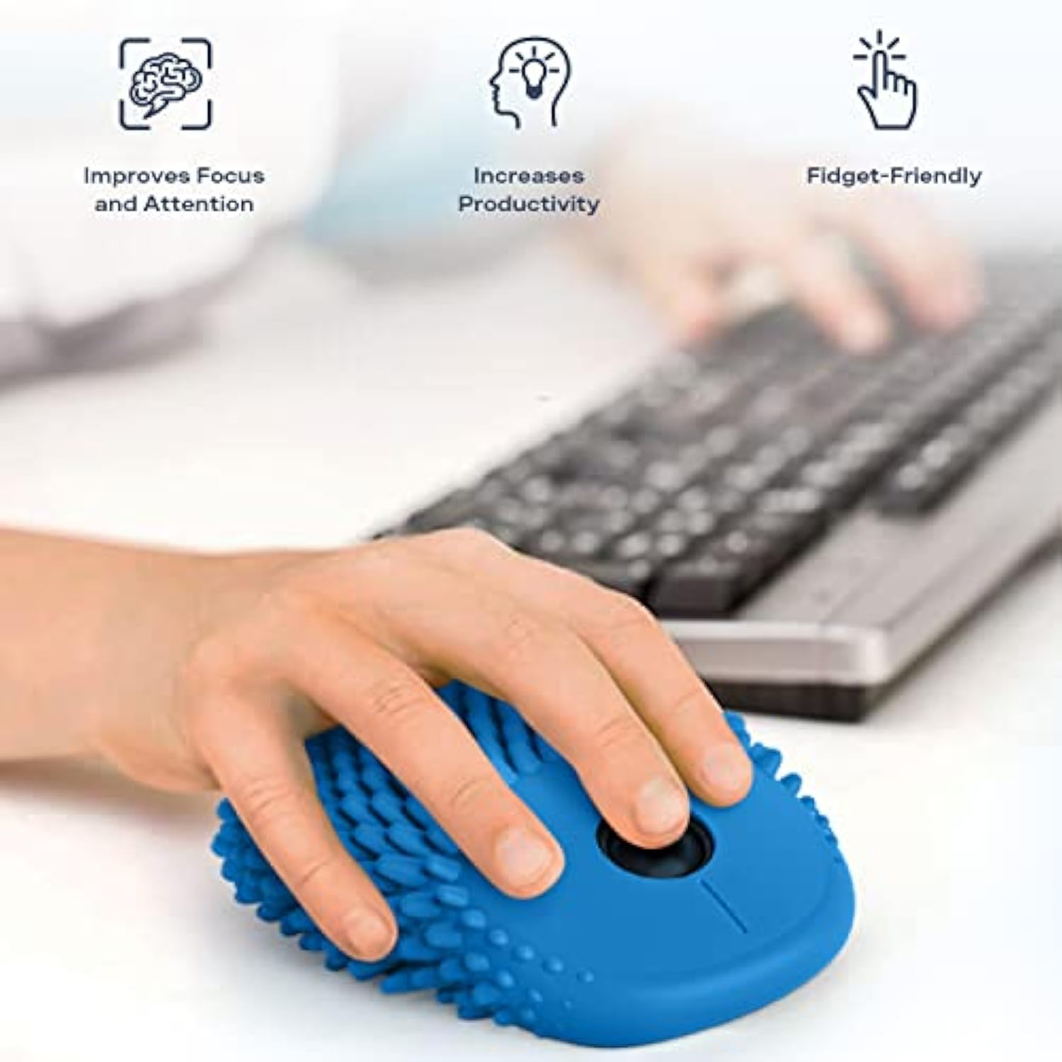 Hoglet Wireless Computer Mouse – Cute, Functional, And Tactile Fidget Tool. Combines Stress Relief With Comfort And Style, Perfect For Enhancing Focus And Productivity (Blue)