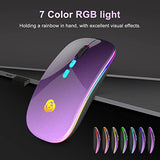 Led Wireless Mouse, Bluetooth Mouse &2.4Ghz Instant Connection,Rechargeable Ultra Silent Slim,3 Dpi 2 Connection Modes With Usb-C To Usb Adapter For Laptop/Macbook/Pc/Tablet/Ipad (Black-Purple)