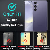 For Samsung Galaxy S24 Plus Case With 2Pcs Tempered Glass Screen Protector And 1Pcs Camera Lens Protector, 3 In 1 Heavy Duty Shockproof/Drop Proof/Dust Proof Case (Blue/Turquoise)