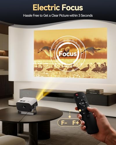 Mini Projector With Stand 270° Rotatable, Electric Focus & Vertical Keystone Portable Projector, Home Theater Projectors With Wifi And Bluetooth, Compatible With Smartphone/Tv Stick/Box/Usb/Hdmi
