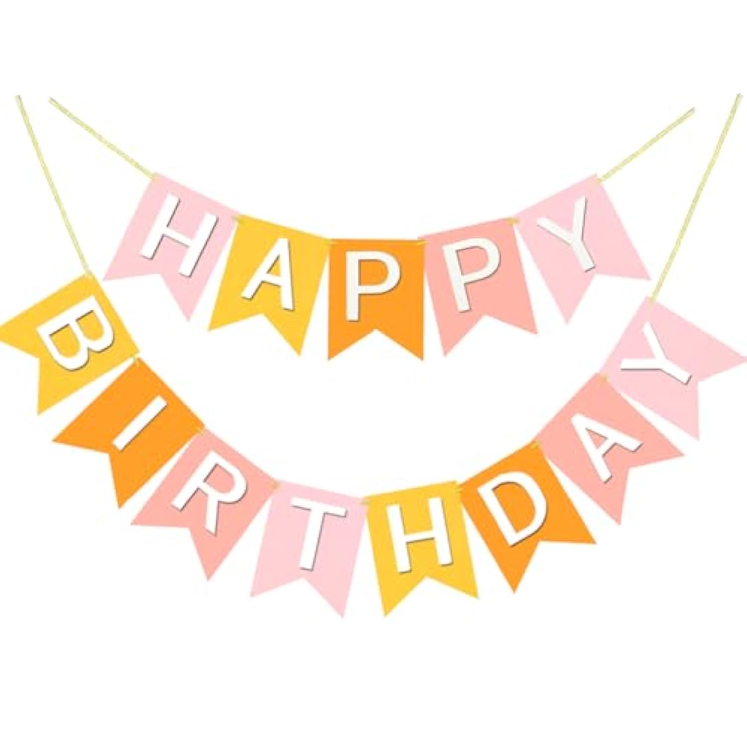 Pink/Orange Happy Birthday Banner Pre-Strung Garland Sign for Girls' Theme Party